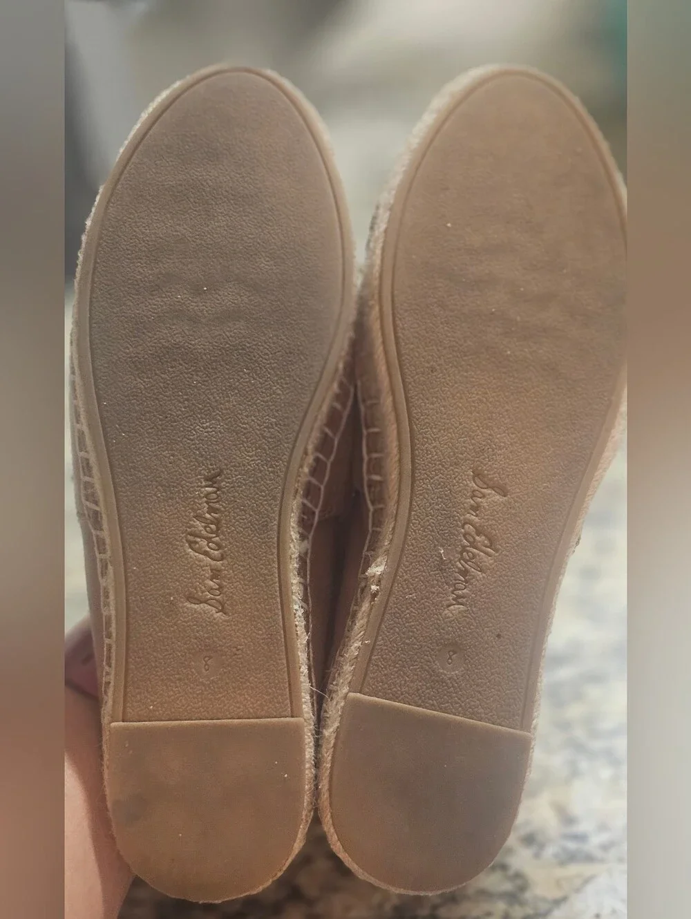 Sam Edelman Cognac Leather Espadrille Slip-Ons Size 8